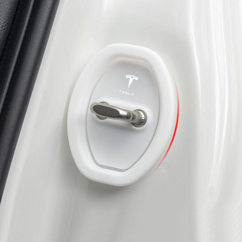 4Pcs/Set Car Door Stopper Cover Door Lock Protective Covers Styling For Tesla Model S Model X Model Y Cybertruck Model 3 Model Y