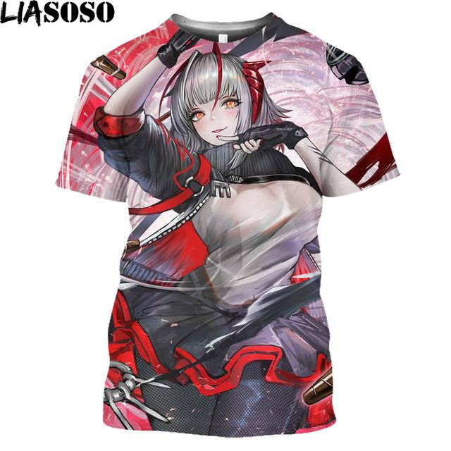 Arknights Vintage T Shirt Men Anime Cosplay Arknights Graphic Tee Casual O-Neck Kawaii Clothes Summer Short Sleeve Plus Size Tops