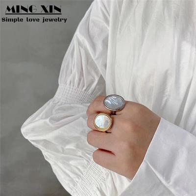 Dongdaemun 925 Sterlingsilber Retro Vergoldeter Ovaler Muschelring
