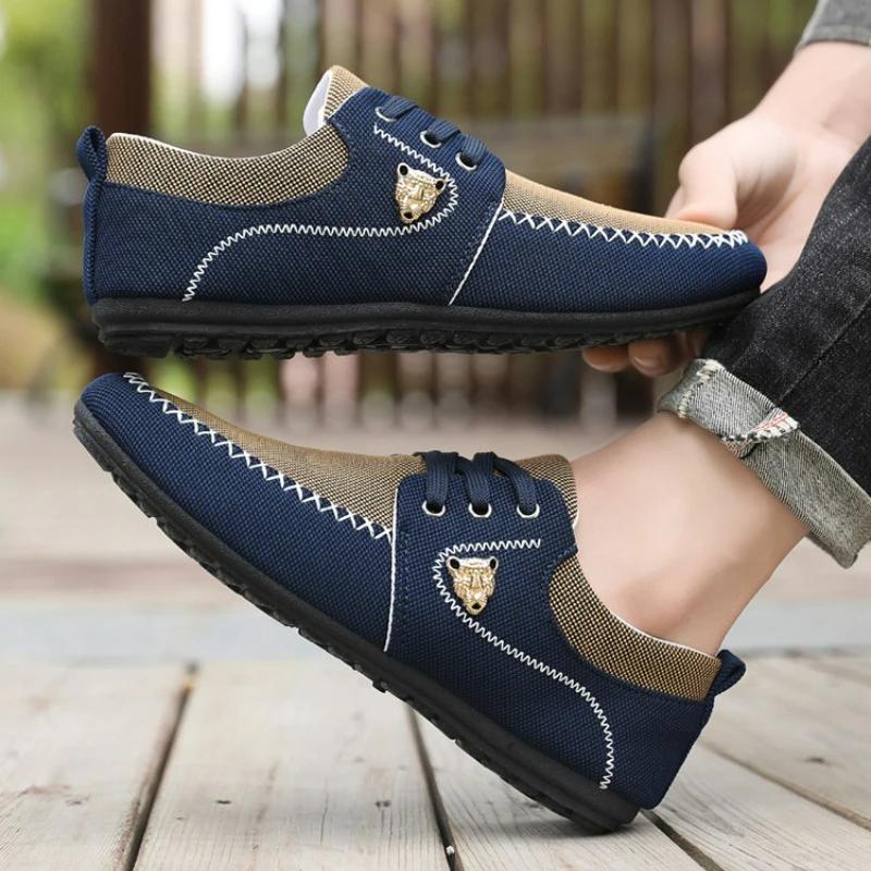 Herren Canvas Schuhe Mode Freizeitschuhe Atmungsaktiv Leicht Slipper Weiche Herren Flache Bequeme Slipper Herrenschuh Übergröße 48