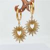Stainless Steel Heart Shaped Sun Hoop Earrings for Women Girls Punk Irregular Thorn Peach Heart Ear Buckle Wedding Jewelry Gifts