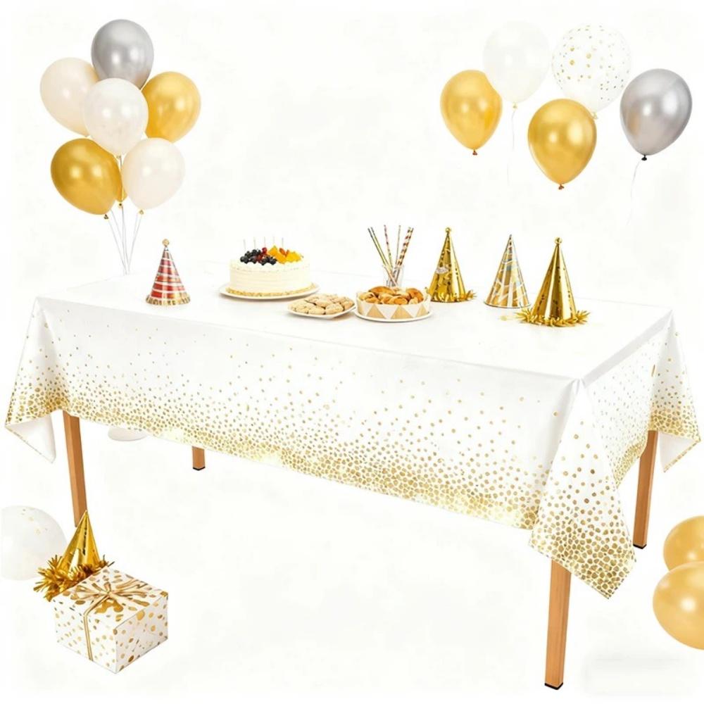 5pcs Gold Dot Table Cloth for Events Disposable Table Cover Ideal Tablecloths for Party Decorations Dining Wedding & Holiday