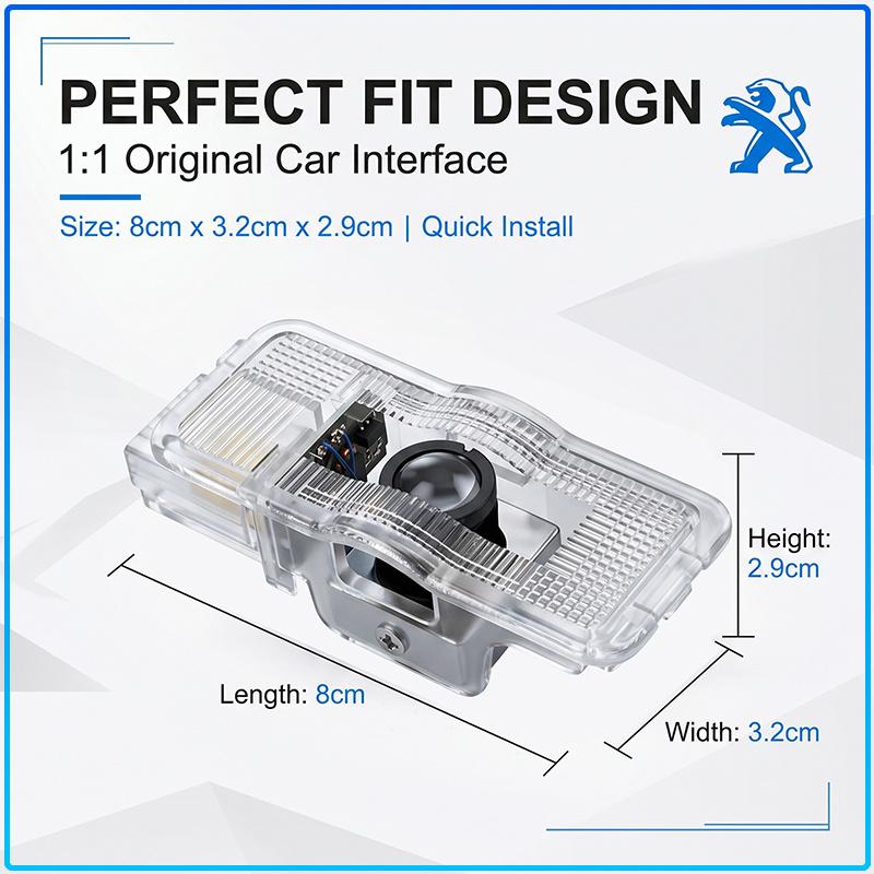 2 Stück HD LED Auto Tür Logo Projektor Willkommenslicht Auto Zubehör für Peugeot 406 306 4008 307 Traveller 206 308 205 206CC 408 207 208 508 3008 407