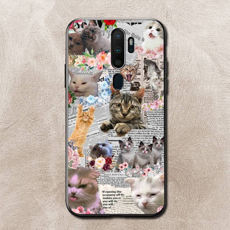 Coque de téléphone Mèmes de chat pour Vivo Y91C Y11 17 19 17 67 81 Oppo A9 2020 Realme c3