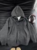 Men's Deep Gray Heavyweight Hooded Henley Pullover Knitwear - Autumn/Winter High-End Outerwear