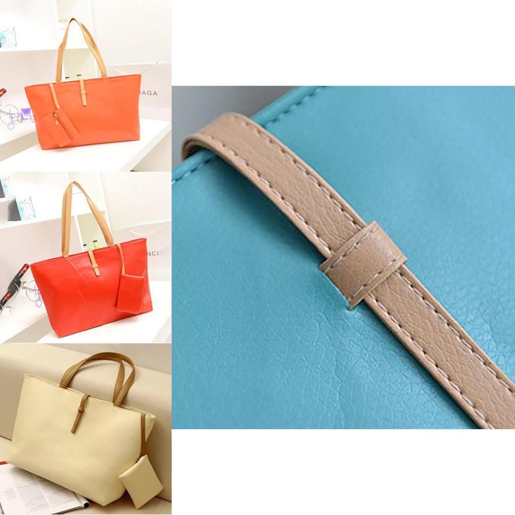 Elegant Women Shopping Tote Faux Leather Messenger Handbag With Spacious Compartments