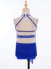 Mädchen Latin Dance Kostüm Ärmellos Neckholder V-Ausschnitt Rückenfrei Glänzend Strasssteine Quasten Leotard