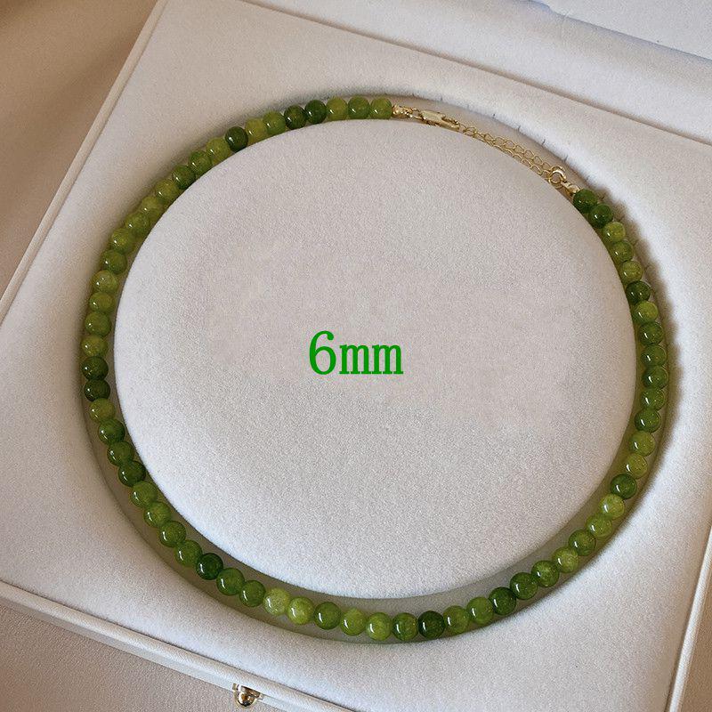 Olive Green Agate Beaded Necklace: Light Luxury, Niche Style Clavicle Chain