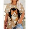 Fashion Women's Crew Neck Short Sleeve 3D Casual Color Printing Casual Short Sleeve Crew Neck T-Shirt