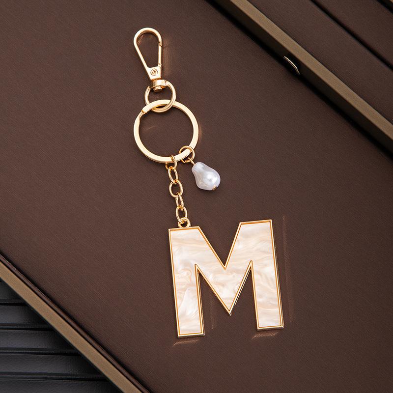 Chaveiro Pingente Nome Letras Criativas 26 Letras Pérola Imitação Concha Pingente de Bolsa Popular Acessórios