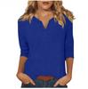2025 Women's V-Neck 7-Point Sleeve Solid Color T-Shirt