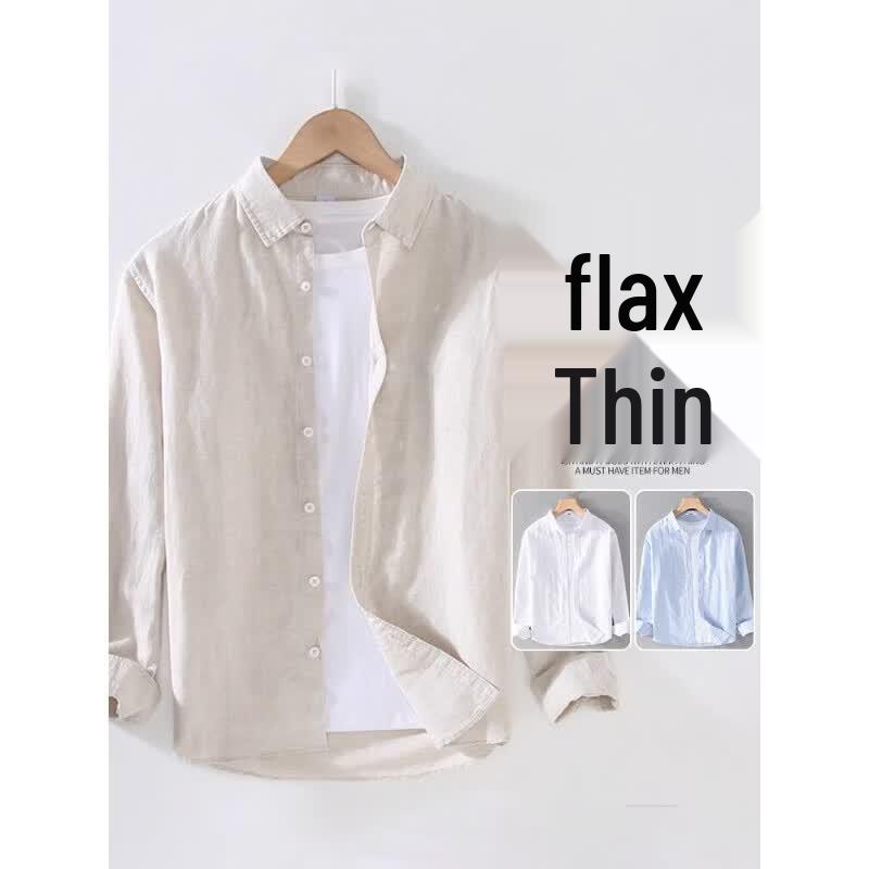 ROMON Men s Spring/Summer Linen Blend Long-Sleeve Shirt XXL