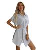 Summer Short-sleeved Shirt Dress Design Striped Dresses Chic Comfortable and Versatile Temperament Elegant Casual Women's Clothing