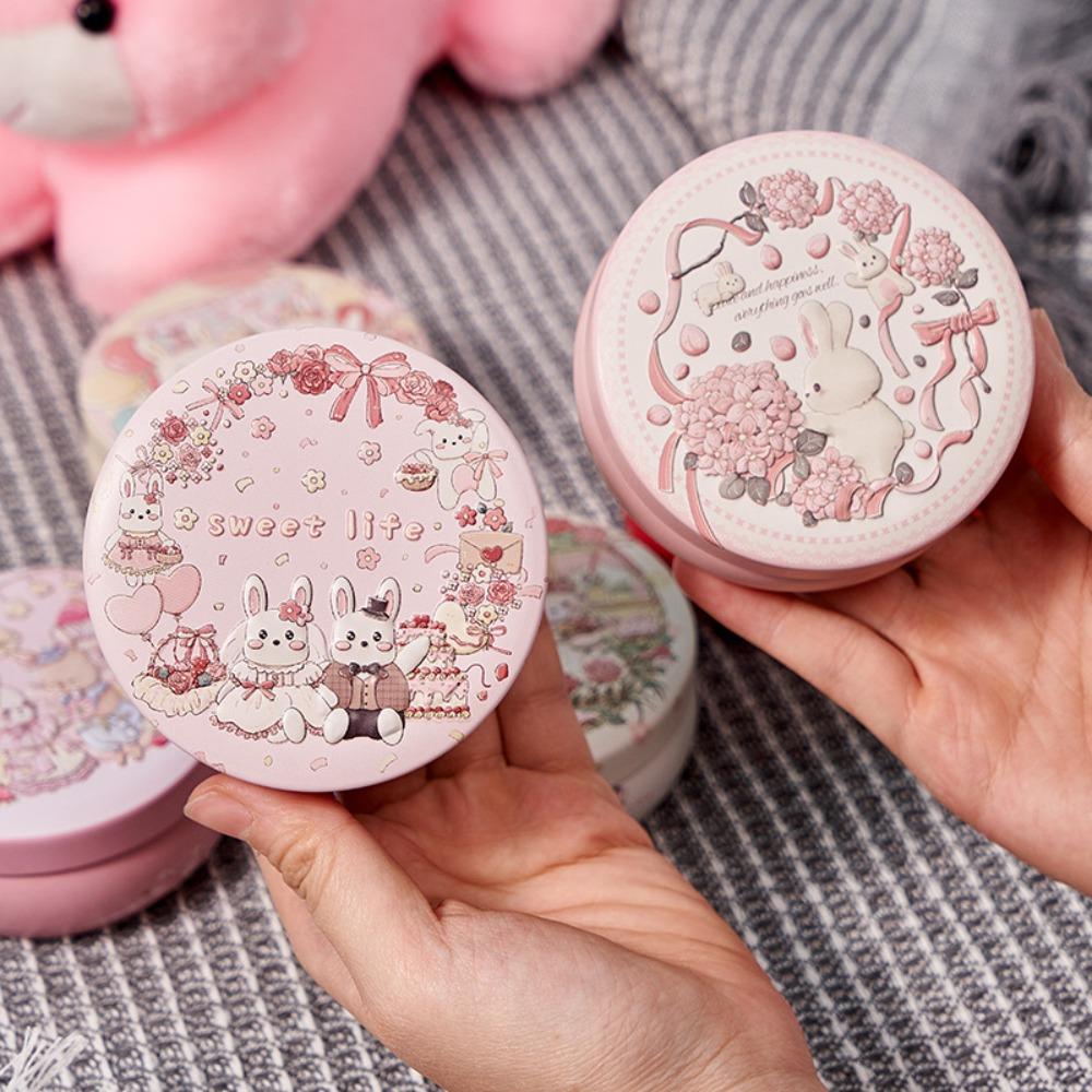 Round Candy Box Three-dimensional Pattern Biscuit Storage Box Earphone Container Tin Box  Wedding