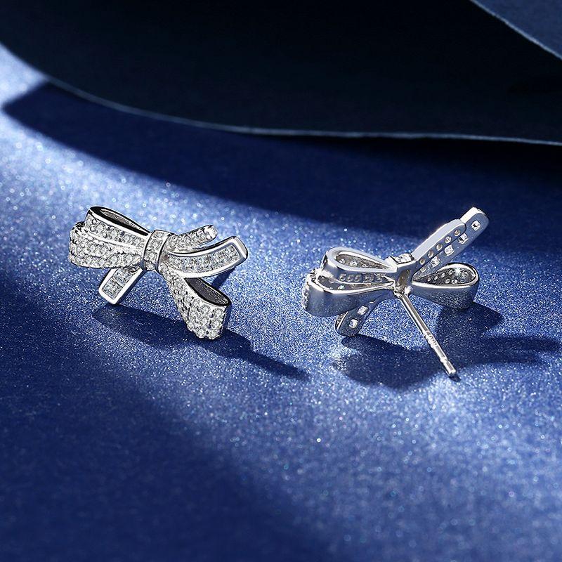 Cercei cu Fundiță cu Diamante Complete pentru Femei, Cercei cu Temperament de Personalitate de Lux Ușor, Bijuterii Delicate pentru Urechi cu Senzualitate Premium