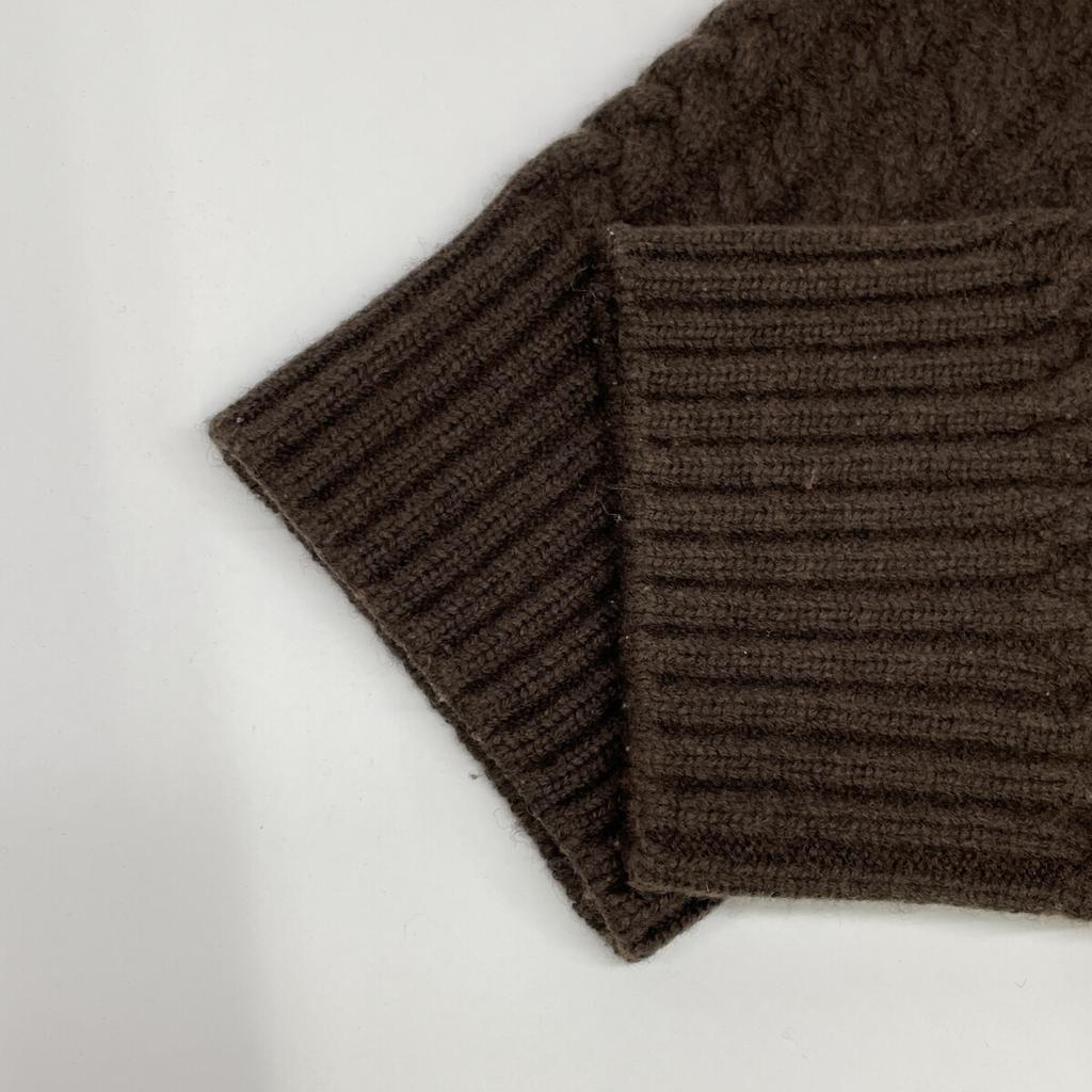 Yori Brown 100% Wool Shell Button Cable Knit Cardigan Tops Brown 36Used