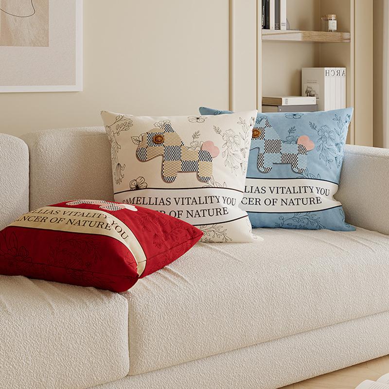 Cute Pony Sofa Pillow Living Room Pillowcase Removable Washable Year Of The Horse Bay Window Cushion Bed Headrest Pillow