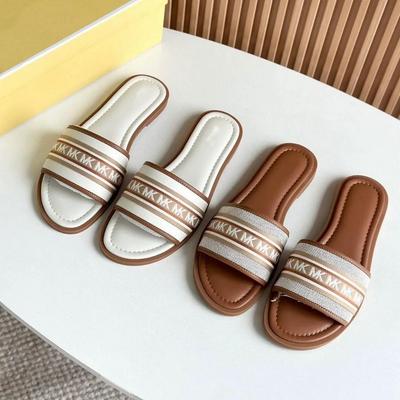 2025 Summer Women's Wooden Sole Open-Toe Slippers with Letter Embroidery – Fashionable Flat-Heel Sandals