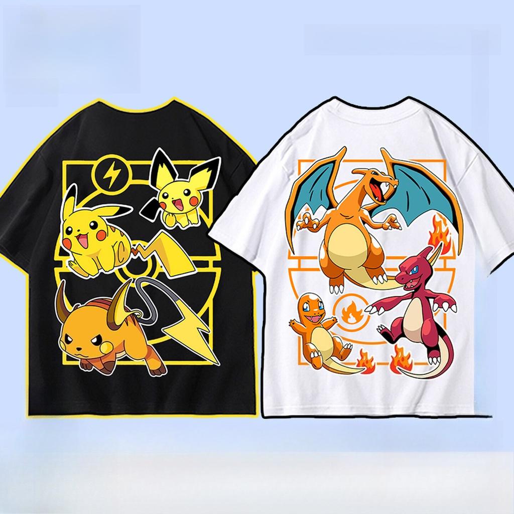 Pokémon Pikachu Gengar CharUnisexder Black Tshirt Unisexs 2026 Summer Fashion Oversize Street Casual Y2K Tops Streetwear Clothing