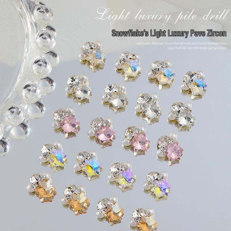 

2023 New Pearl & Diamond Snowflake Nail Art Decoration