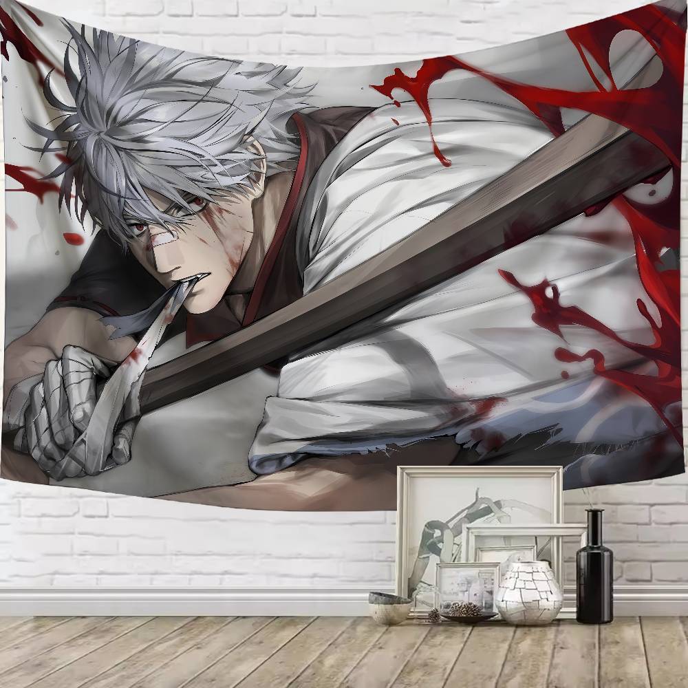 Large Cool GGintokiS Sakata Funny Popular Anime Popular Room Decoration Wall Tapestry Art Room Home Decor Wall Art Decor