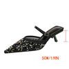 Fashion Fashion Pearls Sequined Rhinestones Women Pumps Summer Air Mesh Thin High Heels Mules Slides Elegant Slingbacks Party Lady Shoes