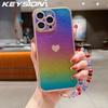 KEYSION Custodia per Telefono in TPU Colorata a Gradiente per iPhone 13 14 15 16 17 Pro Max 17 Air 16e 16 Plus Cover Posteriore Antiurto con Braccialetto di Cristallo