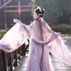 Womens Tang Dynasty Inspired Embroidered Hanfu Set With Wide Sleeves Peony Print Chest-Tie Skirt Scarf
