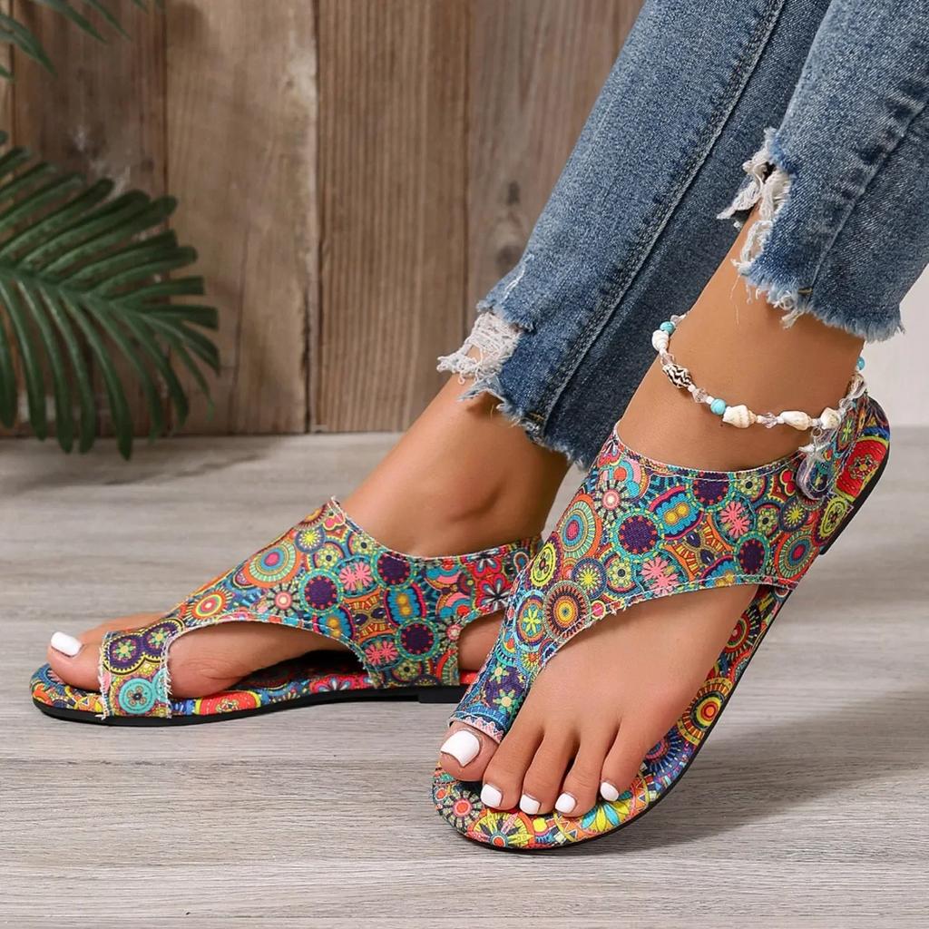 Women Flat Sandals Comfortable Flats Sandals Printed Bohemia Roman Style Shoes for Women Fashion Shoes Sandalias