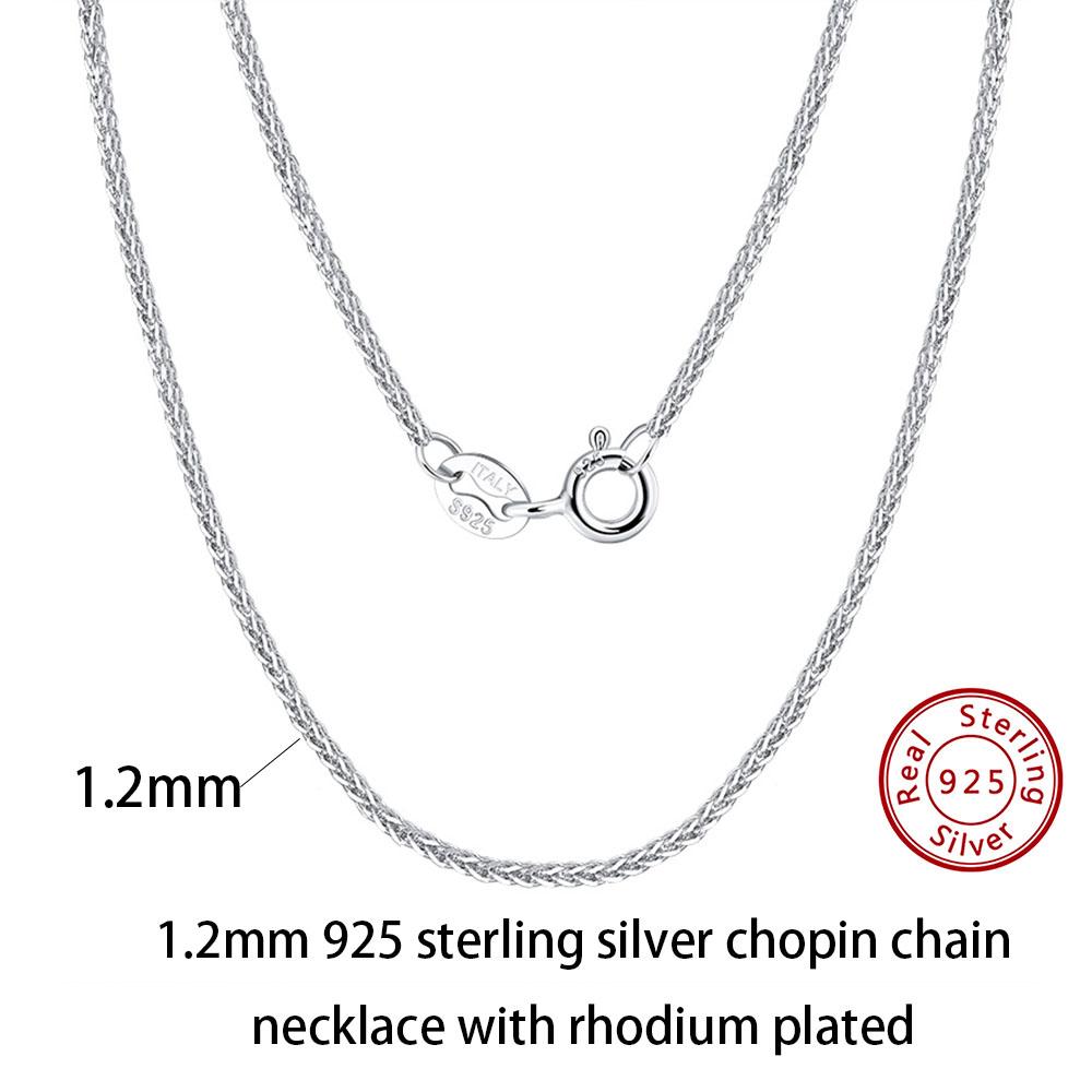 

Effie Queen 1.2mm 100%Real 925 Sterling Silver Chopin Chain Necklace Chunky DIY Jewelry Making 40-60cm Neck Chains Unisex SC53 40cm
