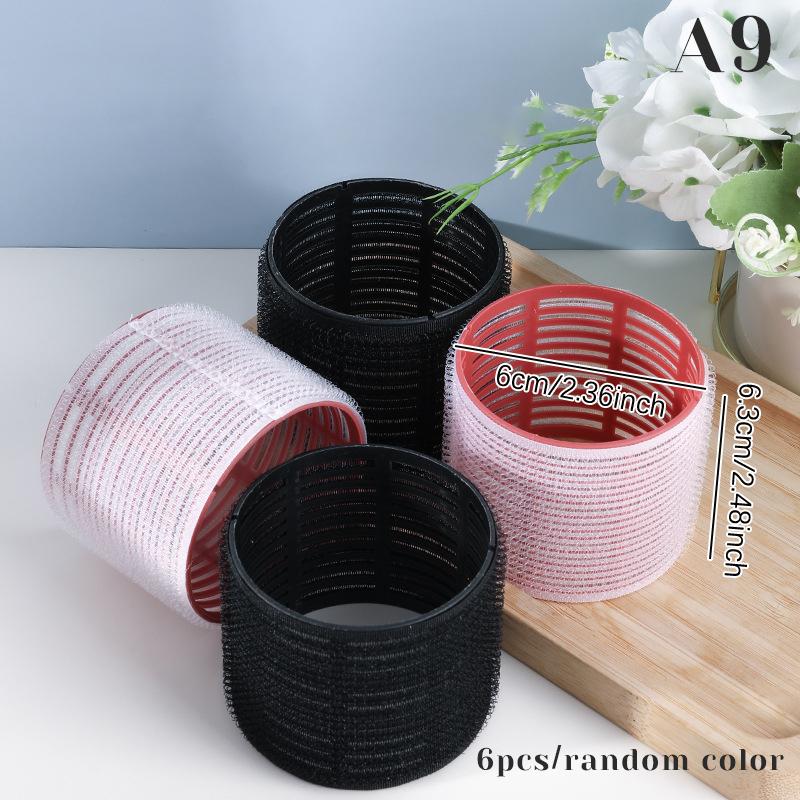 6Pcs Hair Roller Set Self Grip Heatless Hair Curler Different Size No Heat Self-adhesive Curling Hairdressing Styling Tool