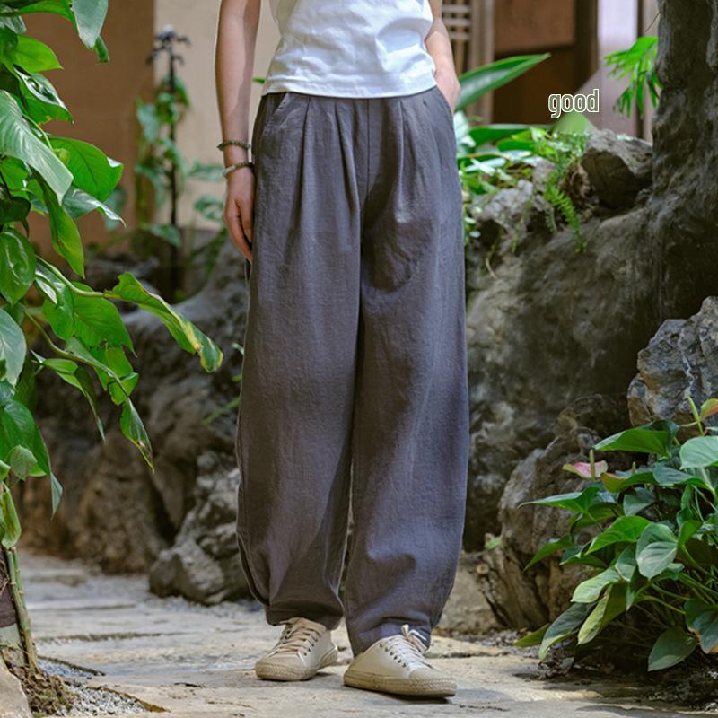 

Women s Autumn/Winter Cotton Linen Sand Wash Loose Long Pants with Fleece Lining - Slimming Lantern Style M