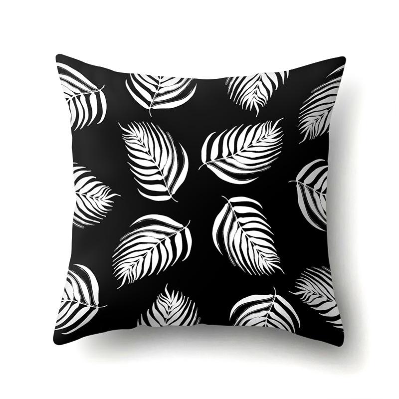 Polyester Pillowcase Black and White Printed Pillowcase Waist Cushion Cover Geometric Cushion Head Cushion Cover