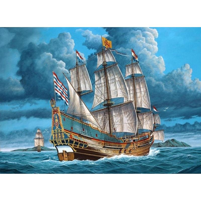 New 5D DIY Diamond Painting Sailboat Diamond Embroidery Sea View Cross Stitch Full Round Drill Home Decor Manual Art Gift