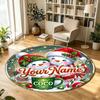 Christmas (22) Theme Circular Crystal Velvet Carpet Customized Name & Text Round Soft Floor Rug For Living Room Bedroom Decor