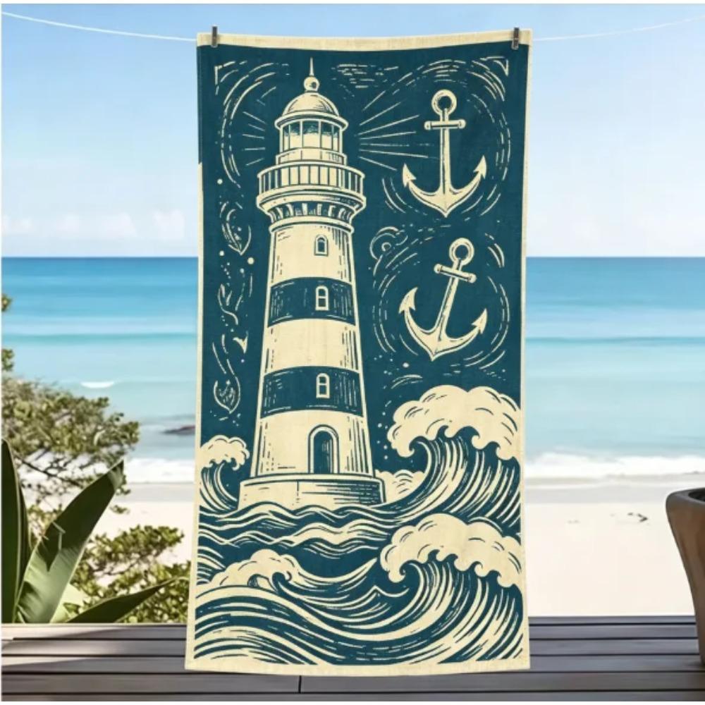 Asciugamano da Spiaggia Vintage Ruota Nautica & Stella Marina Grande Microfibra Senza Sabbia Asciugatura Rapida per Vacanze Estive Asciugamano da Spiaggia