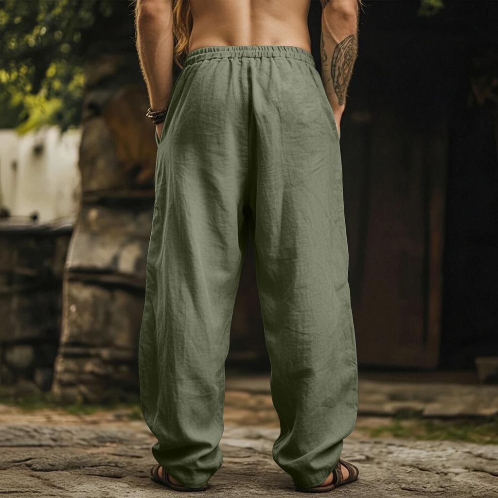 Men's Color Cotton Linen Trousers Men's Casual Fashionable Cotton Linen Trousers