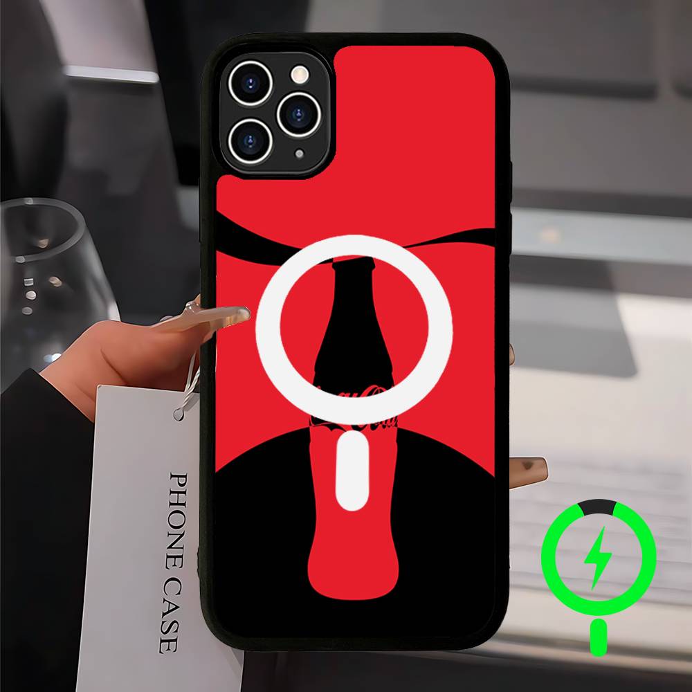 

C-COCA Logo C-COLAS Black For Magsafe Magnetic Phone Case For iPhone 16 15 17 Pro Max 11 12 13 14 Plus Cover iPhone 12Pro Max