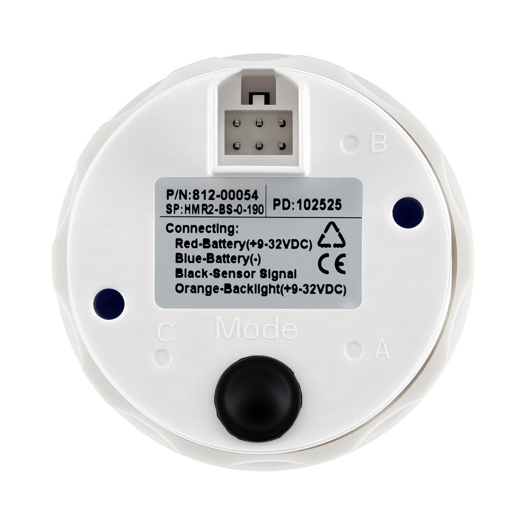 52MM Ruderwinkelanzeige mit 8-farbiger Hintergrundbeleuchtung Wasserdichte Ruderpositionanzeige mit Sensor 0-190 Ohm für Boot Yacht Marine