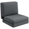 Foldable Floor Chair with Cushion, Convertible Padded Sofa, Living Room, Guest Room, Office, 75 X 268 X 18 Cm, Dark Grey