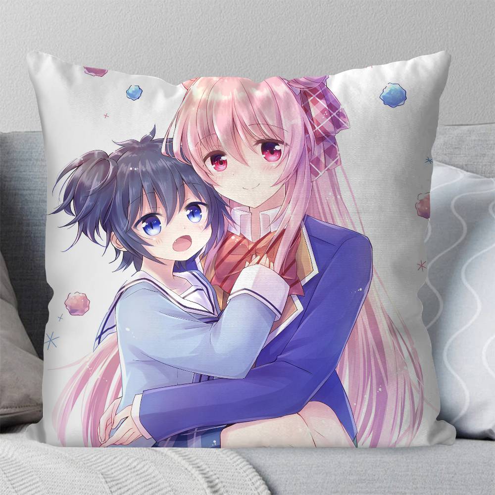Anime Happy Sugar Life Pillow Case Square Pillow Bedroom Sofa Leisure Comfort Cushion Car Living Room Home Decoration