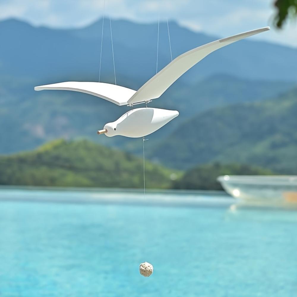 Hanging Wooden Seagull Decor,Flying Seagull Ornament,Creative Ceiling Pendant for Kids Room,B&B and Hotel