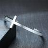 Vnox Stylish Cross Bangle for Women Men, Glossy Stainless Steel Cuff Bracelet, Unisex Religious Faith Jewelry