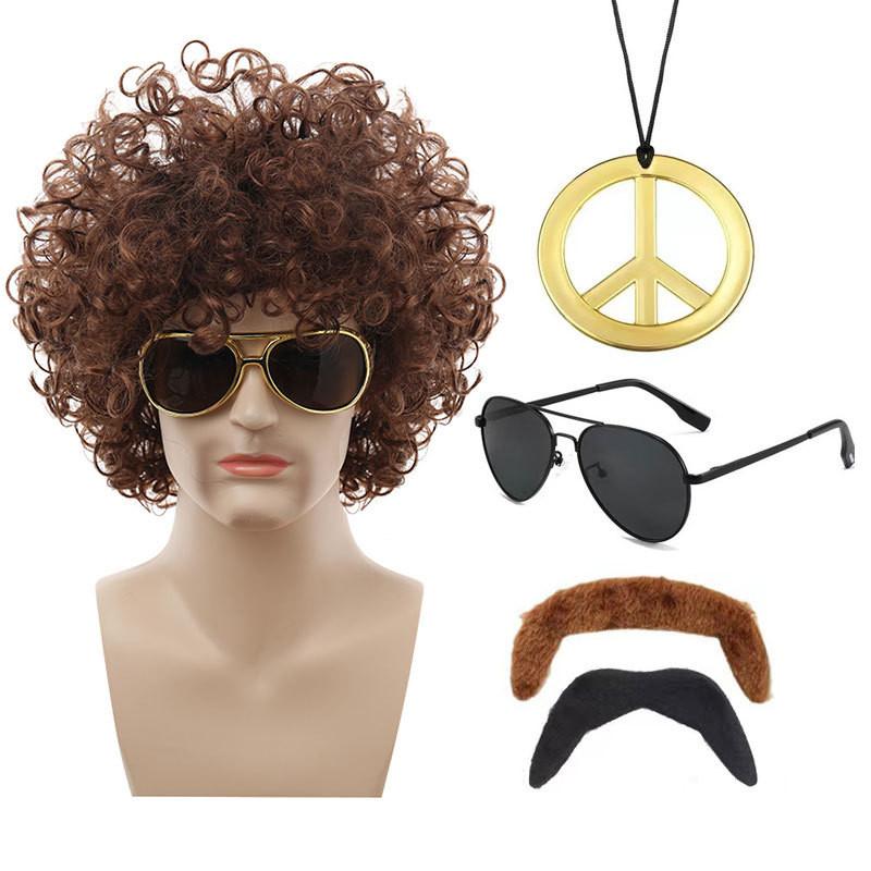 Colorful Coffee Brown Punk Wig For Halloween Parties With Accessories And Hairpieces