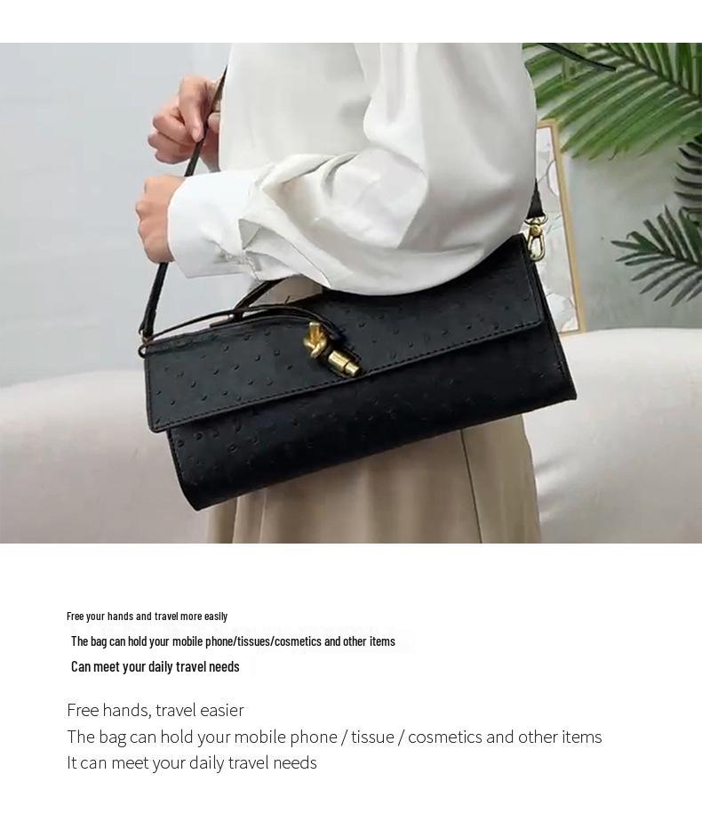 2025 Handgefertigte Straußenmuster Abend-Baguette Schulter- & Umhängetasche