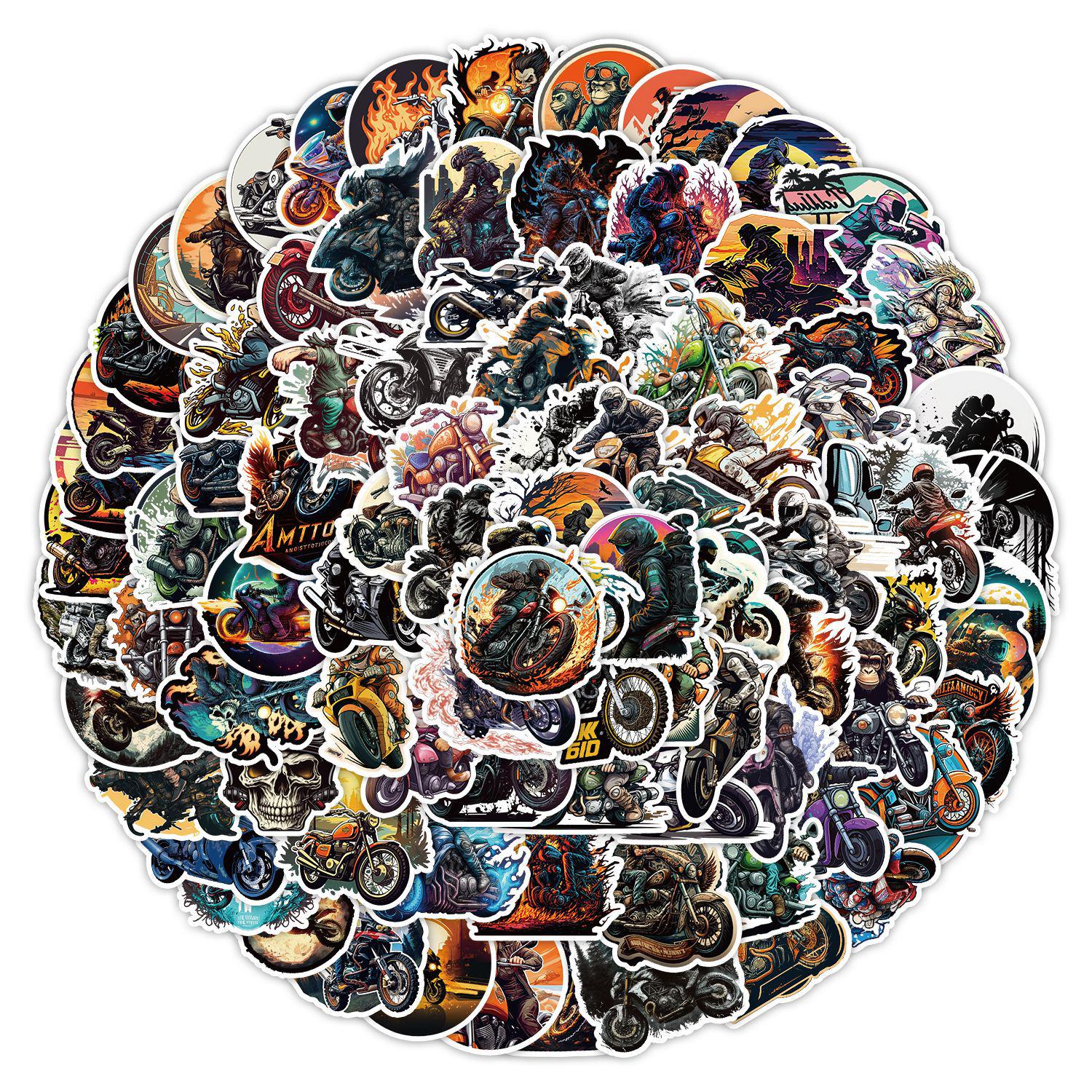 100-Piece Waterproof Motorcycle & Gadget Graffiti Stickers - Decorative Creative Trendy Brand Designs