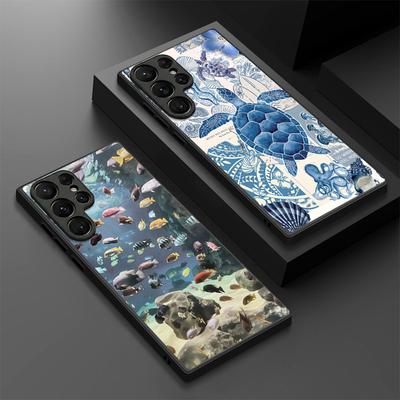 Thin Ring Magnetic Phone Case For Samsung Galaxy S26 Ultra S25 FE S24 S23 S22 Plus S21 FE Turtle Fish Print Hybrid TPU+PC Matte Cover