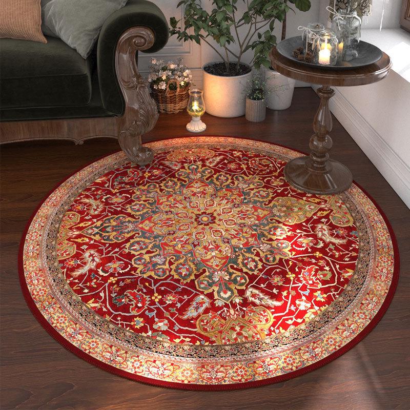 

Килим перський ретро круглий стійкий до плям: Легкий у догляді, нековзкий кришталевий велюр для вітальні. 60*60cm (Crystal Velvet)