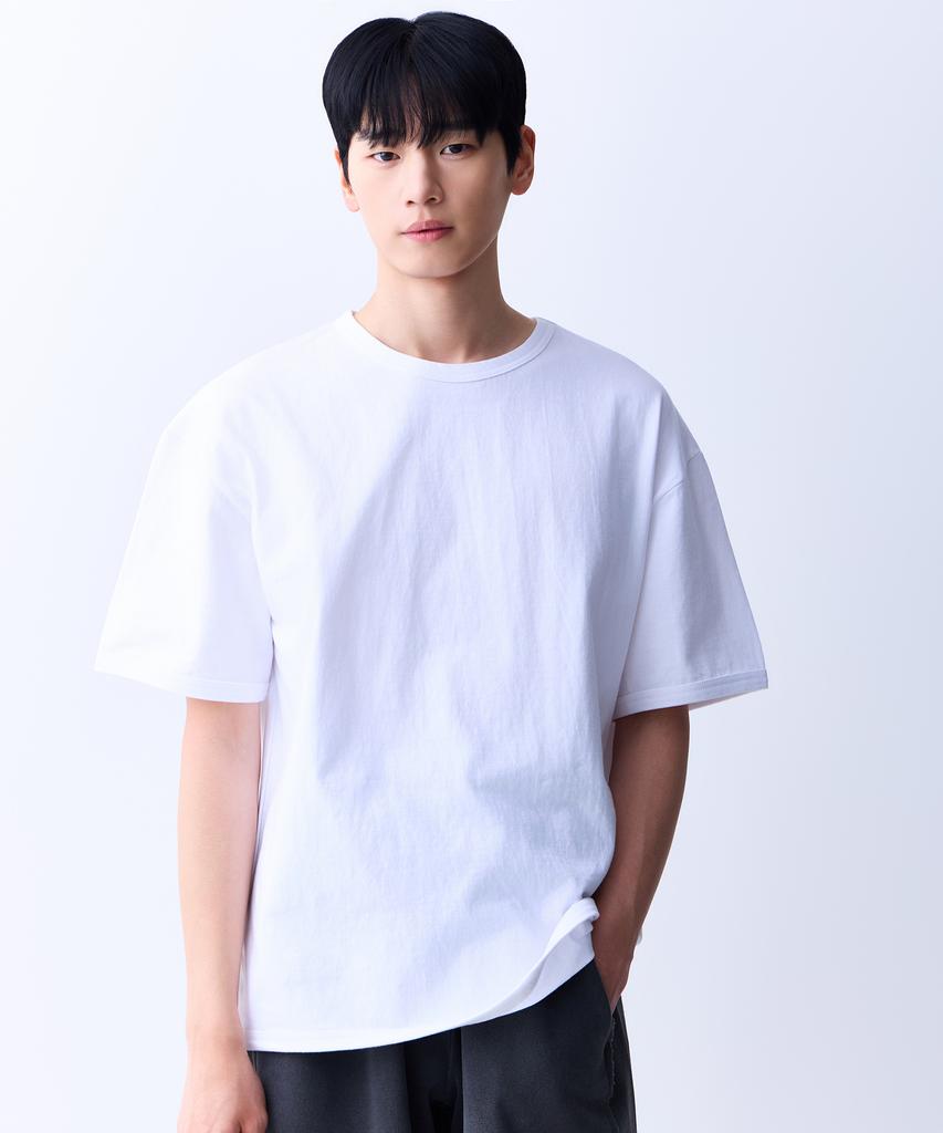 ADERNM Double Stitch Neck Binding Minimalist T-Shirt White