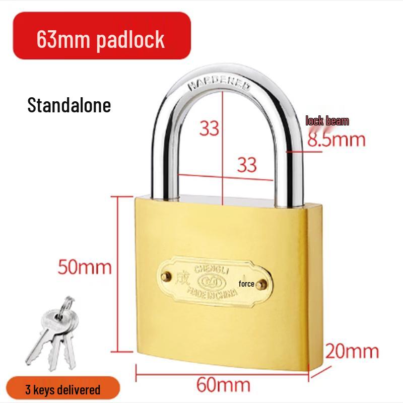 Chenli 63mm Solid Copper Padlock with Individual Keying